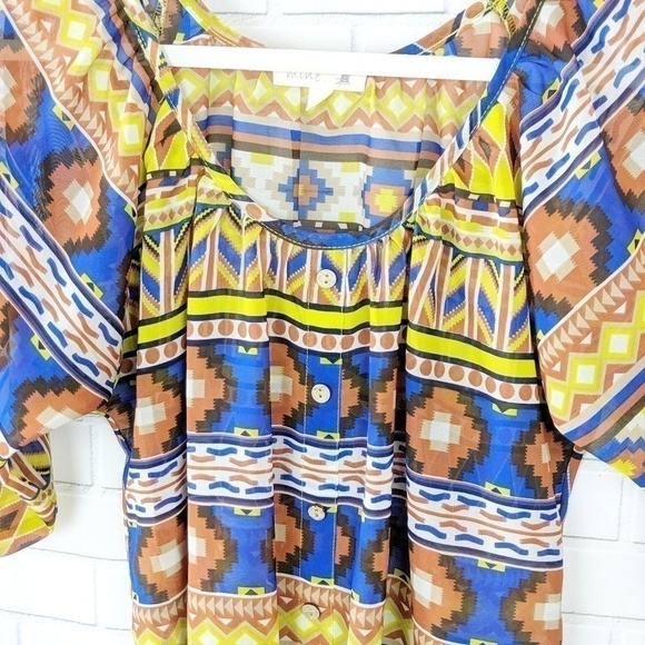 Anthropologie Mine Aztec Patterned Peasant Top - Picture 2 of 5